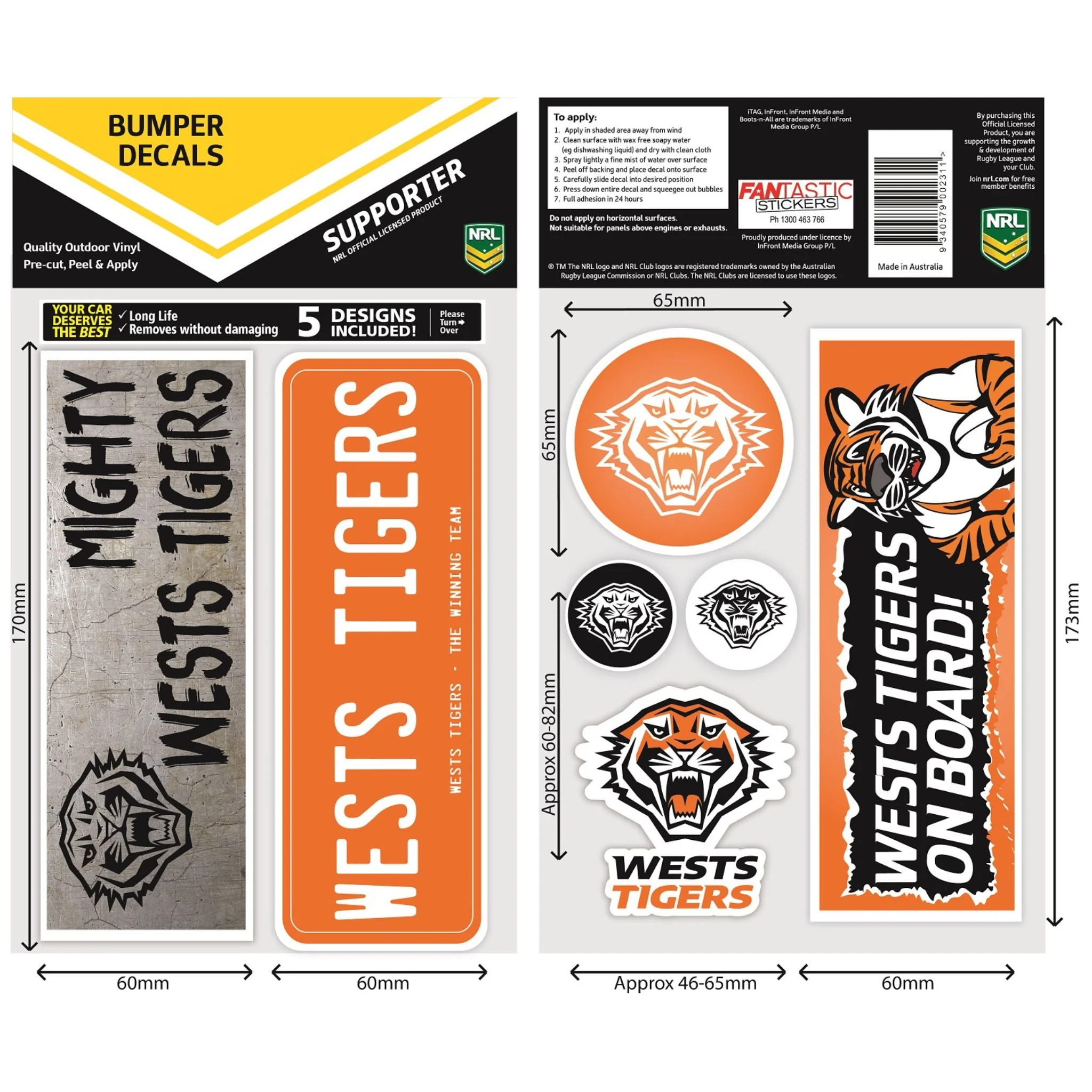 Wests Bumper Decals Sheet
