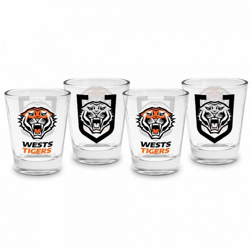 Wests Tigers 4 Pack Shot Glass