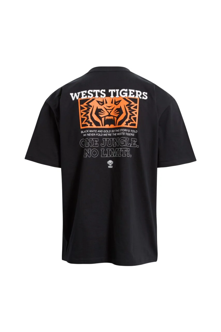 Wests Tigers Bleacher Athletic Adult Heavy Weight Clip T-Shirt - Image 2
