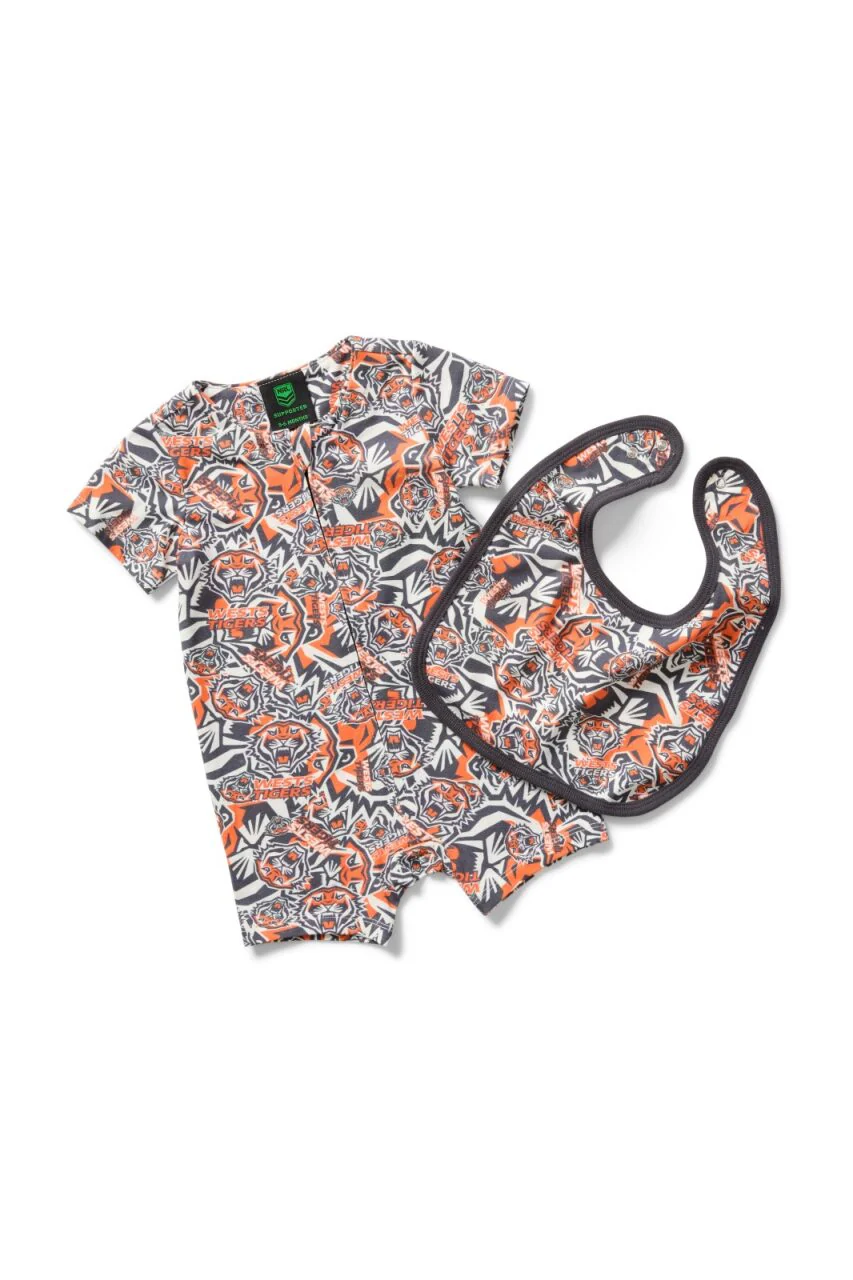 Wests Tigers Bleacher Athletic Romper & Bib Pack